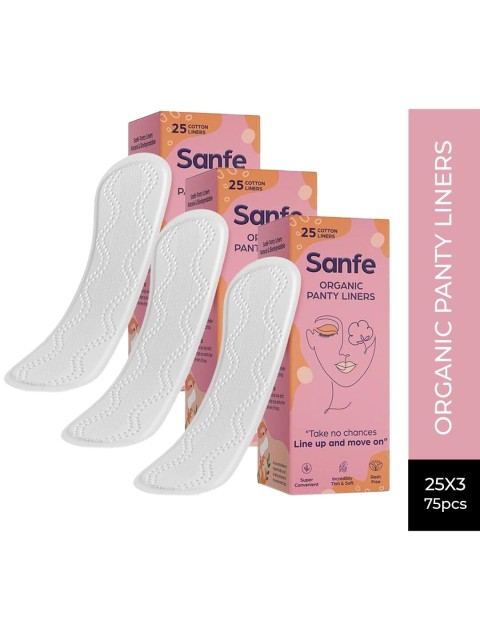 

Sanfe Pack of 75 Organic Panty Liners, Coral