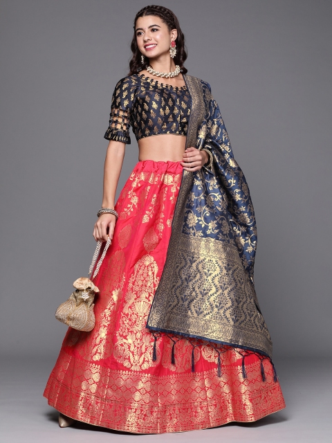 

Chhabra 555 Magenta & Blue Semi-Stitched Lehenga & Unstitched Blouse With Dupatta