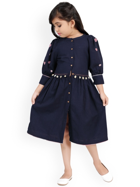 

Ashneeta Navy Blue Embellished Round Neck Fit & Flare Dress