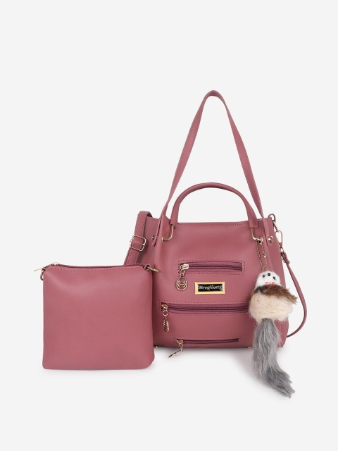 

Stropcarry Maroon Oversized Structured Handheld Bag with Pouch