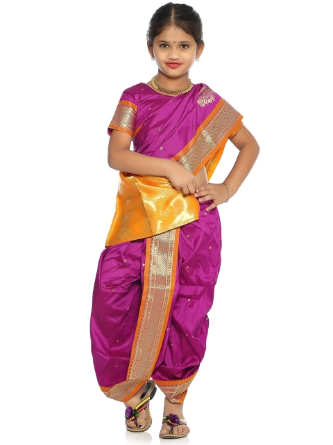

Rangapures BHARTIYA PARIDHAN Magenta & Yellow Floral Zari Art Silk Ready to Wear Paithani Saree