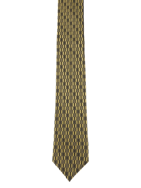 

Alvaro Castagnino Men Gold-Toned & Green Printed Skinny Tie