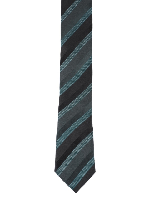 

Alvaro Castagnino Men Black & Green Striped Skinny Tie
