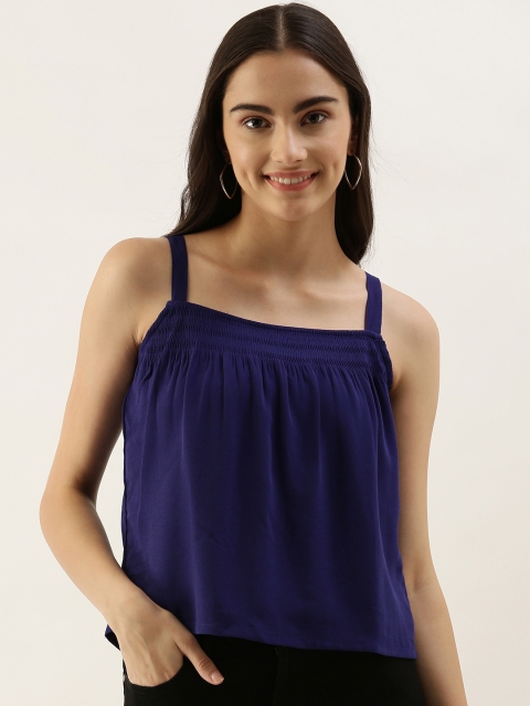 

AND Blue Shoulder Straps Top with Gathers