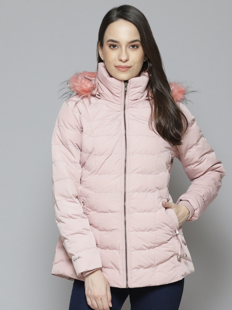 

Fort Collins Women Pink Solid Parka Jacket with Detachable Hood