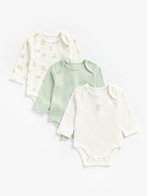 

mothercare Girls Pack of 3 Pure Cotton Bodysuits, Off white