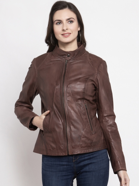 

BEAVER Women Brown Insulator Leather Jacket