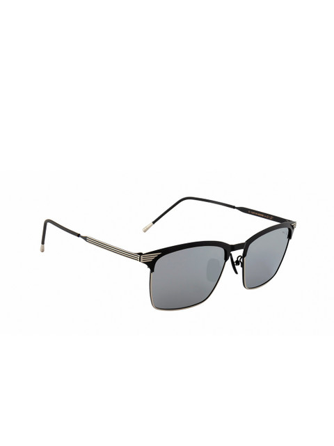 

Ted Smith Unisex Mirrored Lens & Gunmetal-Toned Wayfarer Sunglasses with Polarised Lens, Silver