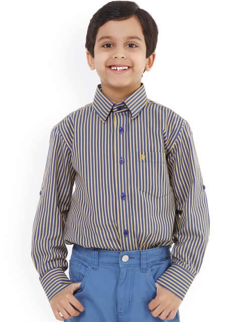 

Oxolloxo Boys Blue & Yellow Classic Fit Striped Casual Shirt