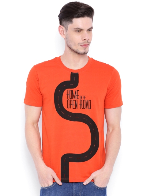 

Wolfpack Men Orange Printed Round Neck T-shirt