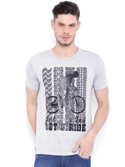 

Wolfpack Men Grey Printed Round Neck T-shirt