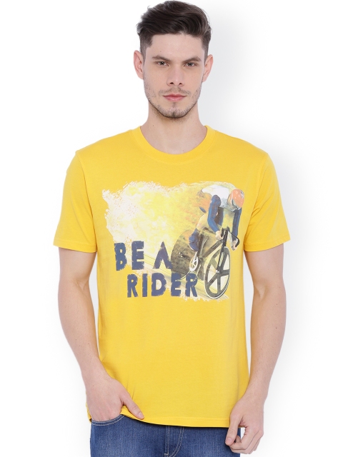 

Wolfpack Men Yellow Printed Round Neck T-Shirt