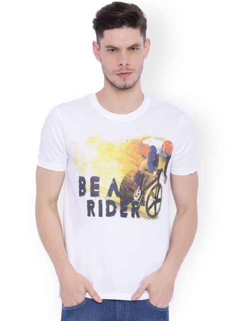 

Wolfpack Men White Printed Round Neck T-Shirt