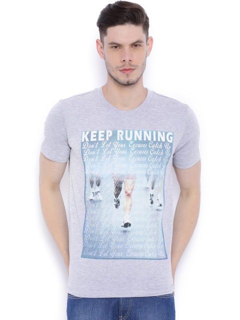

Wolfpack Men Grey Printed Round Neck T-shirt