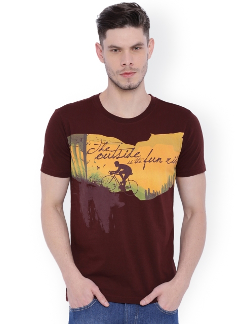 

Wolfpack Men Brown Printed Round Neck T-Shirt