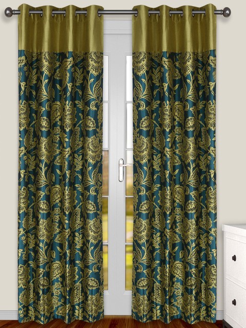 

S9home by Seasons Green Set of 2 Patterned Room Darkening Door Curtains