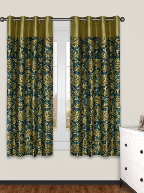 

S9home by Seasons Green Set of 2 Patterned Room Darkening Window Curtains