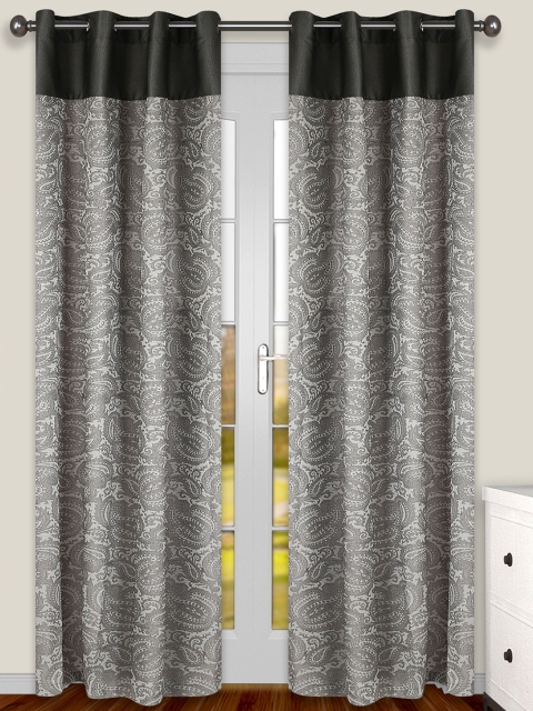 

S9home by Seasons Grey Set of 2 Patterned Room Darkening Door Curtains