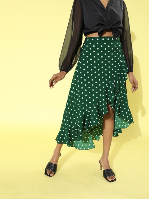 

Berrylush Women Gorgeous Green Geometric Ruffled Skirt
