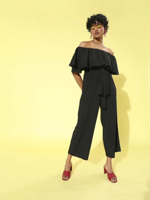 

Berrylush Women Black Solid Ruffled Jumpsuit