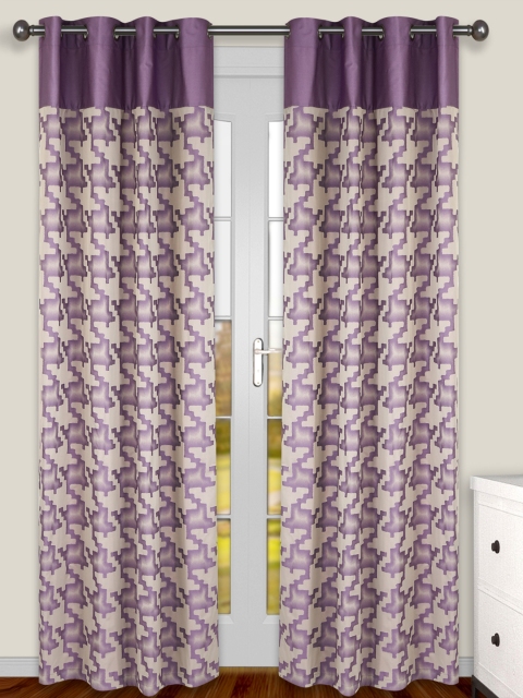

S9home by Seasons Purple Set of 2 Patterned Room Darkening Door Curtains