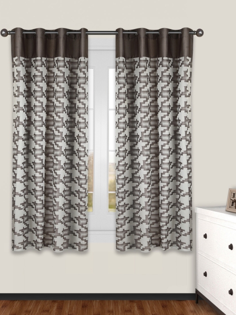 

S9home by Seasons Grey Set of 2 Patterned Room Darkening Window Curtains