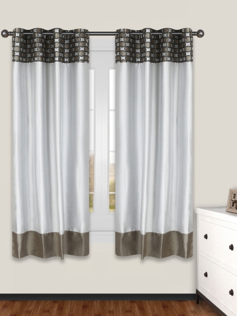 

S9home by Seasons Grey Set of 2 Patterned Room Darkening Window Curtains