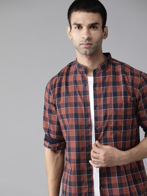 

Roadster Men Brown & Black Cotton Tartan Checks Opaque Checked Casual Shirt