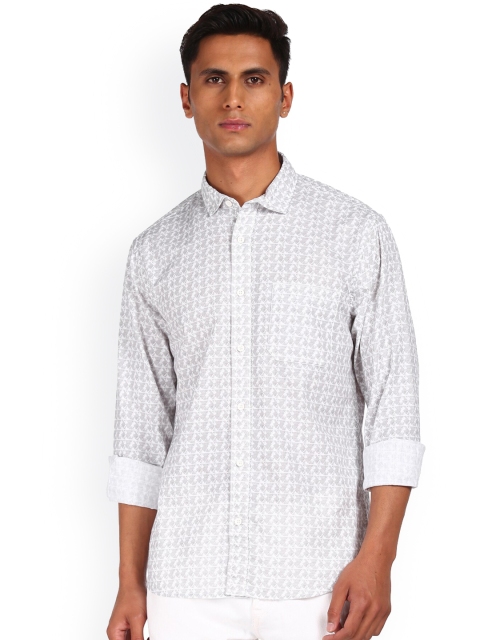 

Cherokee Men White Printed Opaque Cotton Casual Shirt