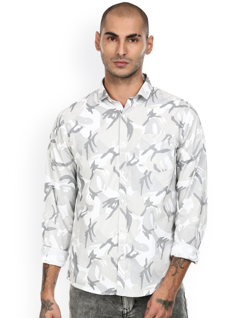 

Cherokee Men Grey Printed Opaque Cotton Casual Shirt