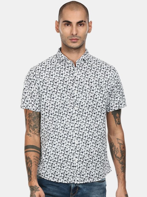 

Cherokee Men White Tropical Printed Casual Shirt