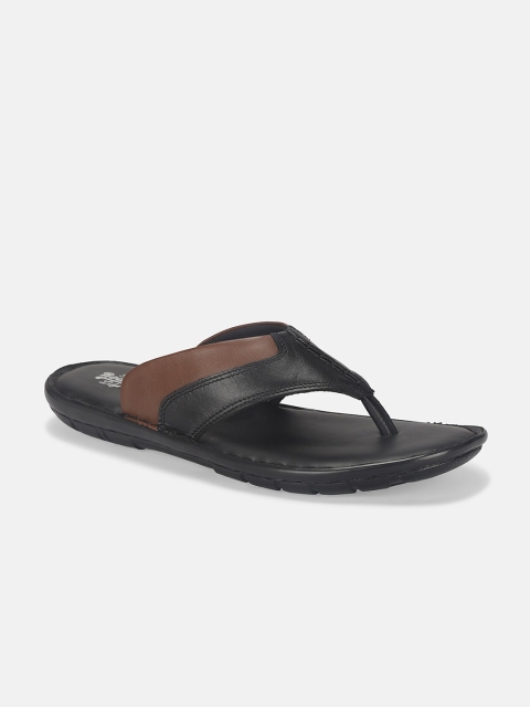 

Roadster Men Brown & Black Leather Comfort Sandals