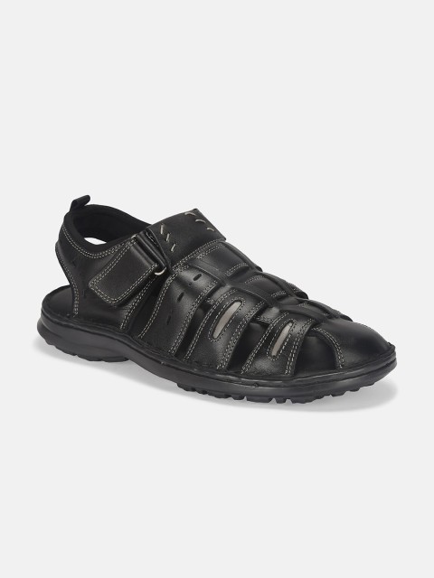 

Roadster Men Black Leather Fisherman Sandals