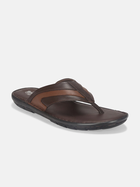 

Roadster Men Brown & Black Leather Comfort Sandals