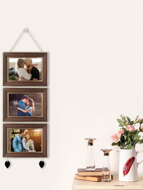 

Art Street Set Of 3 Brown Textured Wooden Wall Hanging Photo Frames