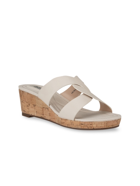 

ROSSO BRUNELLO Women Off White Leather Wedge Sandals