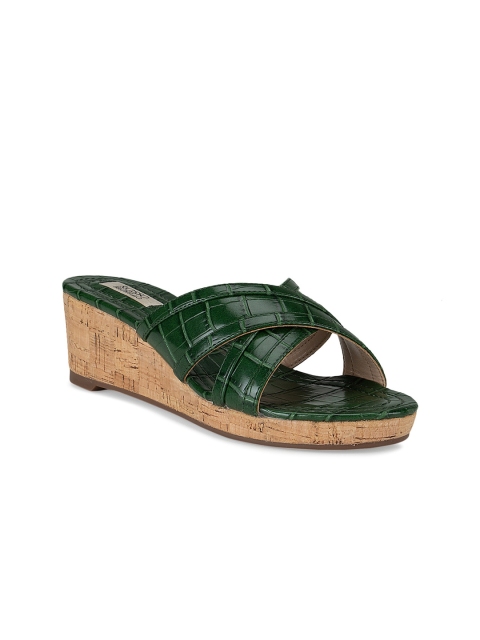 

ROSSO BRUNELLO Women Green Leather Wedge Heels