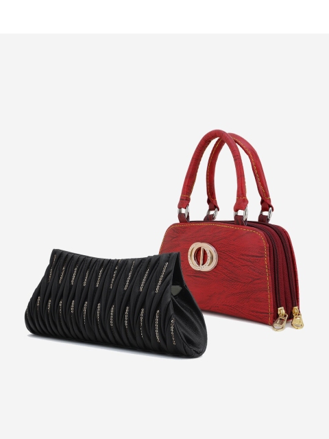 Element Cart Women Set of 2 Red & Black Embellished Clutches