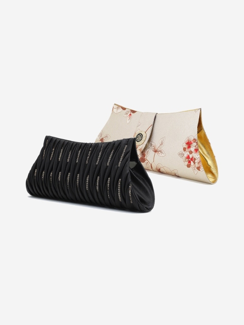 

Element Cart Set Of 2 Cream-Coloured & Black Printed Quilted Purse Clutch