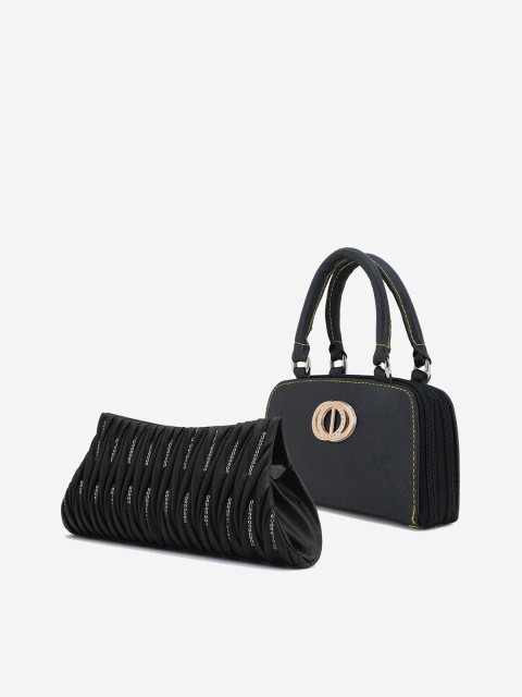

Element Cart Pack Of 2 Black & Gold-Toned Embellished Quilted Purse Clutch