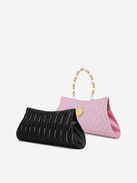

Element Cart Set of 2 Black & Pink Embellished Purse Clutches