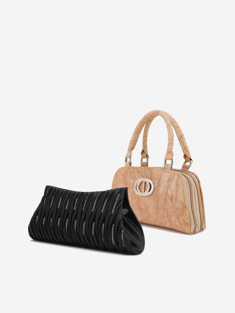 

Element Cart Beige & Black Textured Purse Clutch