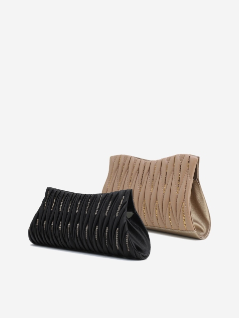 

Element Cart Set Of 2 Black & Beige Textured Embellished Purse Clutches