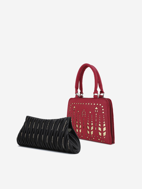 

Element Cart Women Set of 2 Magenta & Black Embellished Clutches