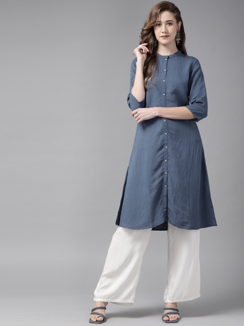 

W Women Blue Solid Pastel Kurta