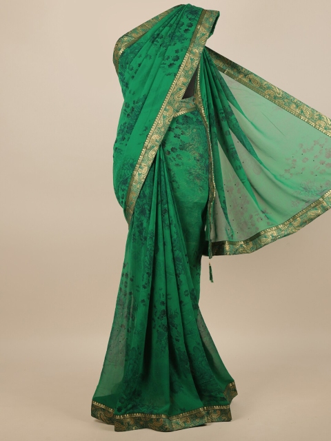 

Pothys Green & Black Poly Georgette Abstract Printed Saree