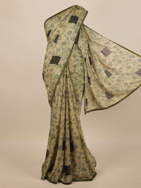 

Pothys Green & Beige Floral Printed Saree