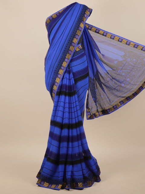 

Pothys Blue & Black Striped Zari Saree