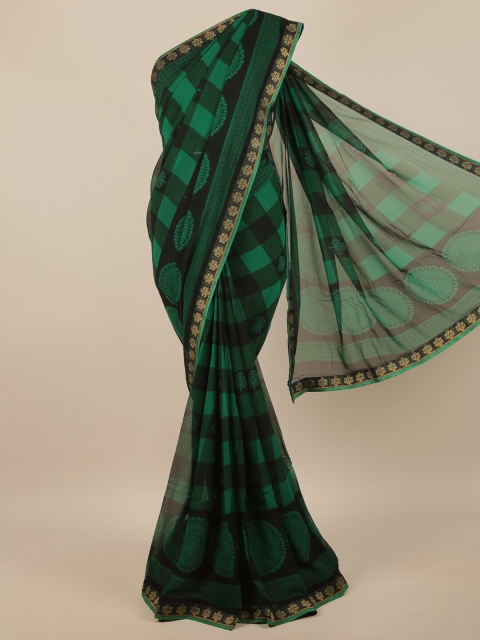 

Pothys Green & Black Checked Saree