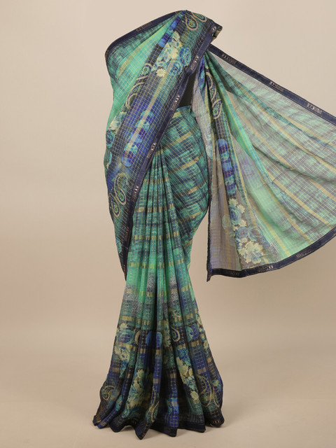 

Pothys Blue & Green Floral Printed Saree